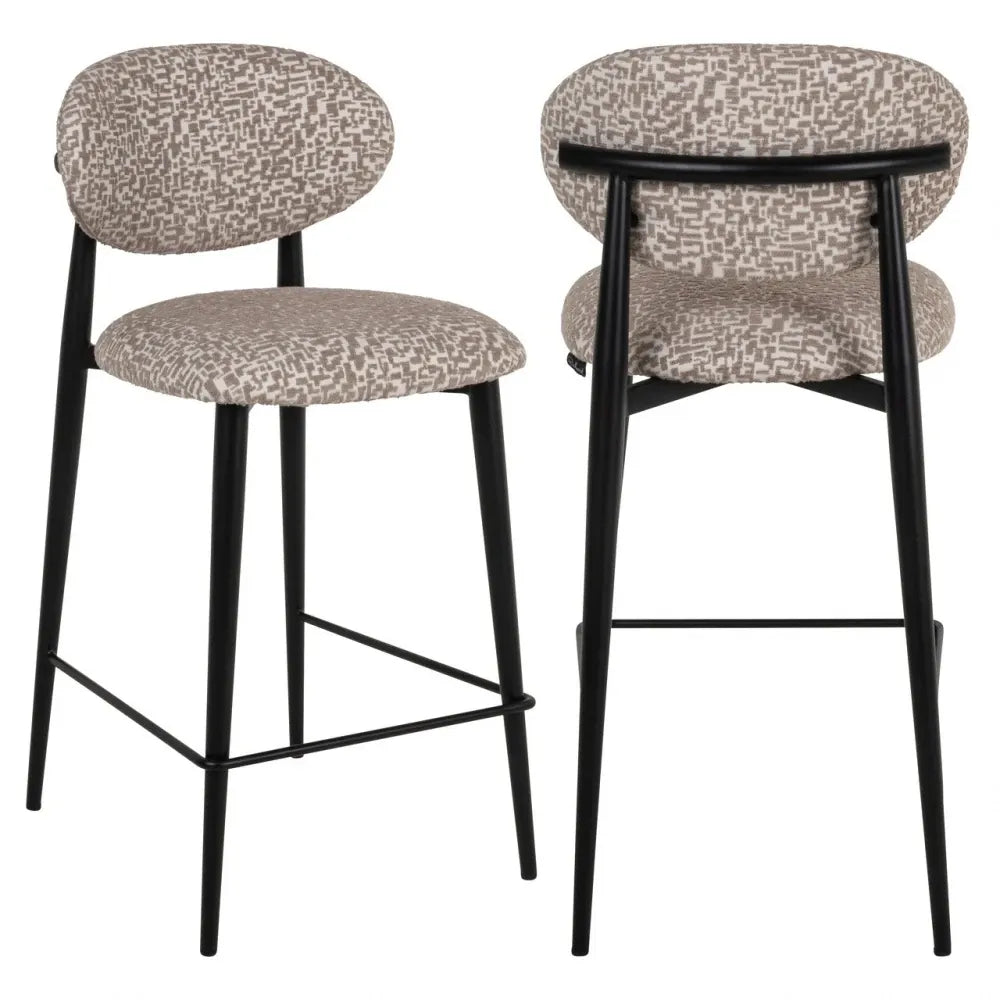 Scaun de insula din Stofa Bej si Metal Negru L46xH95cm Dantes Richmond interiors