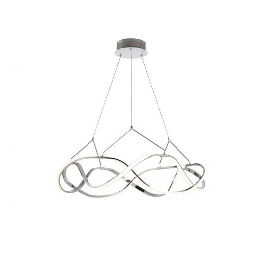 Lustra rotunda cu inaltime reglabila din Aluminiu Argintiu cu LED D80xH130cm Molly