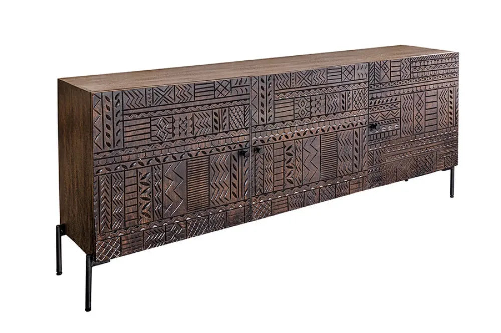 Comoda din Lemn de mango Maro si Metal Negru L177xH75cm TRIBAL