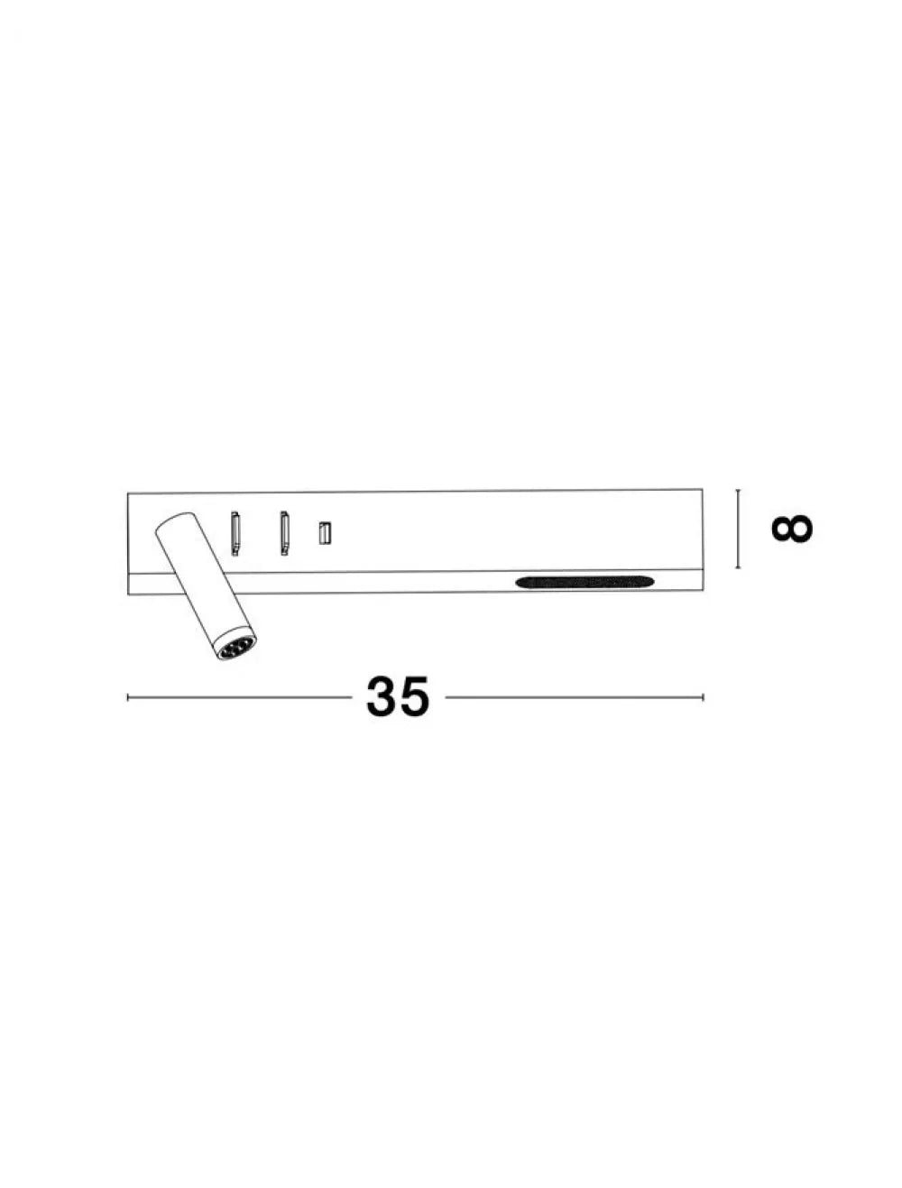 Aplica de perete structura din Metal Alb si abajur din Acrilic  H8xL35cm IP20 8W 560lm 3000k VIDA