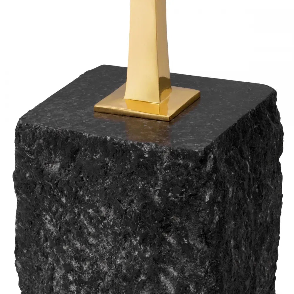 Masuta laterala Ovala din Granit Negru si Alama Auriu L35xl25cm Kayan S Eichholtz
