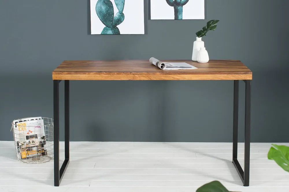 Birou din lemn de sheesham Maro si Metal Negru L118xH77cm ELEMENTS