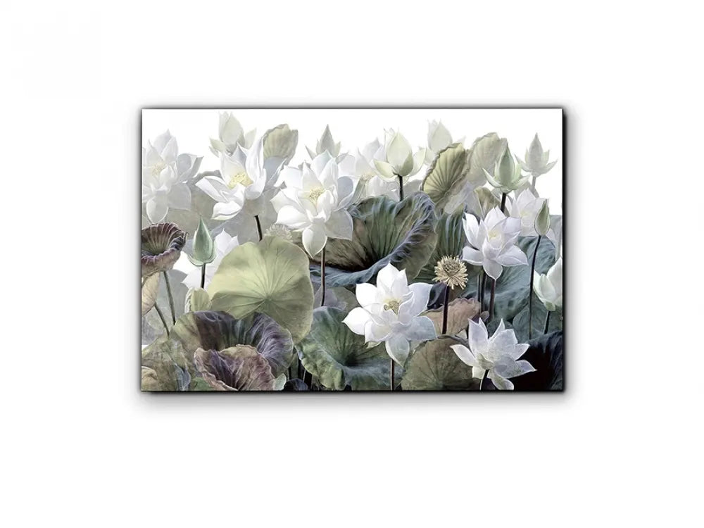 Tablou Flori pe Sticla securizata Multicolor L150xH100cm Nenufares