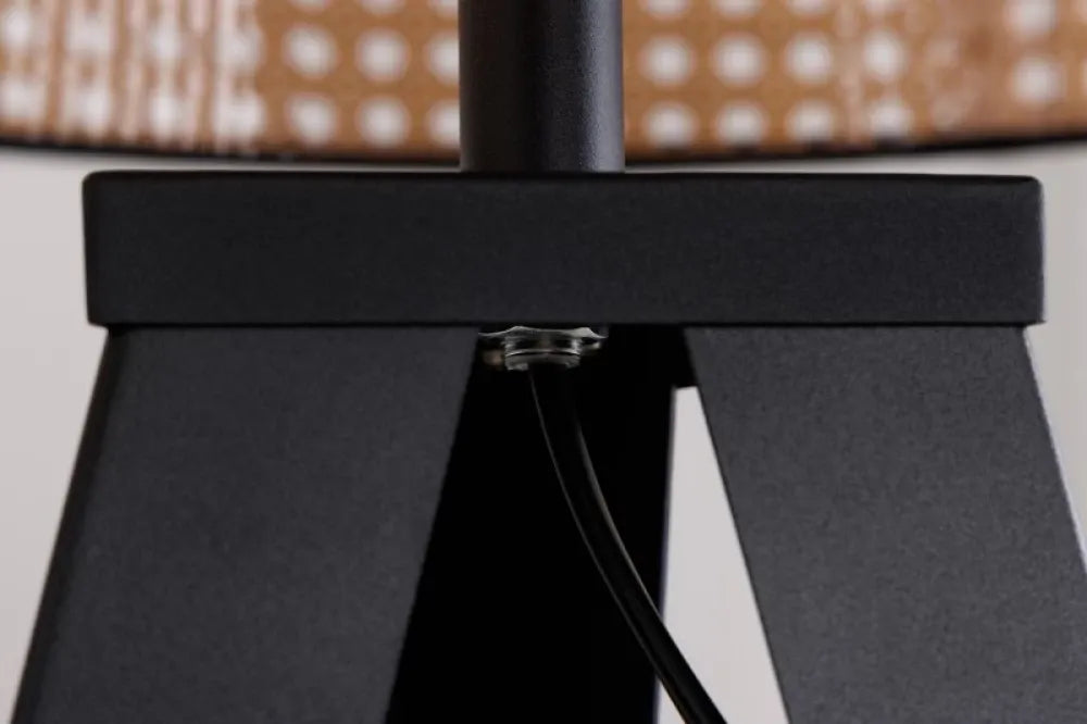 Lampa de podea din Metal Negru si Ratan Bej H141xD58cm Wiener