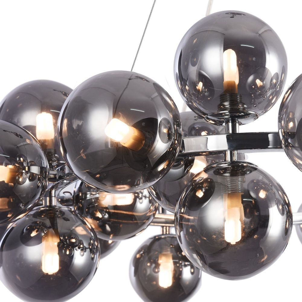 Lustra rotunda cu inaltime reglabila din Sticla Negru cu 25 becuri D69xH136cm Dallas