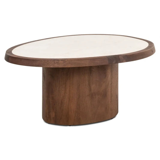 Masuta de cafea din Lemn de mango Maro si Lemn de mango/Marmura Maro/Bej L90xH39cm Melrose Richmond interiors