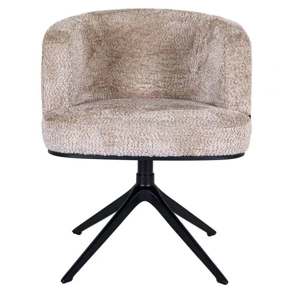 Scaun rotativ tapitat cu Stofa be lovely Bej cu picioare din Metal Negru H77xL65xA63cm Cheyenne Richmond interiors