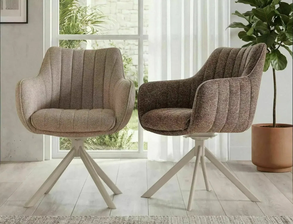 Scaun rotativ din Stofa Leo Maro si Metal Bej H86xL61xA58cm Azalia