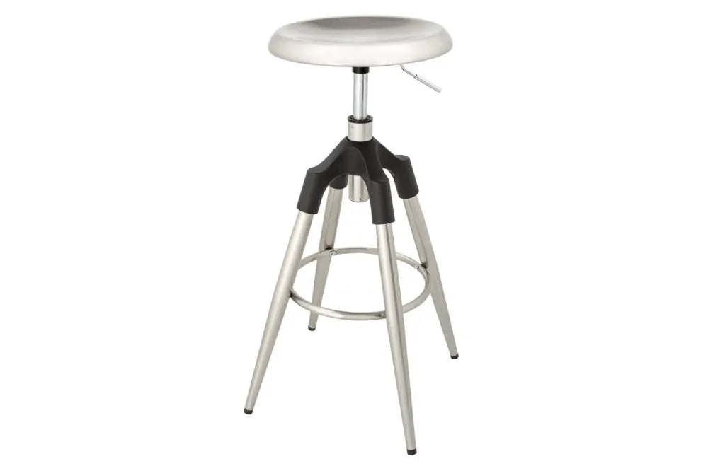 Scaun de bar din Metal Argintiu periat H81xL39cm Industrial