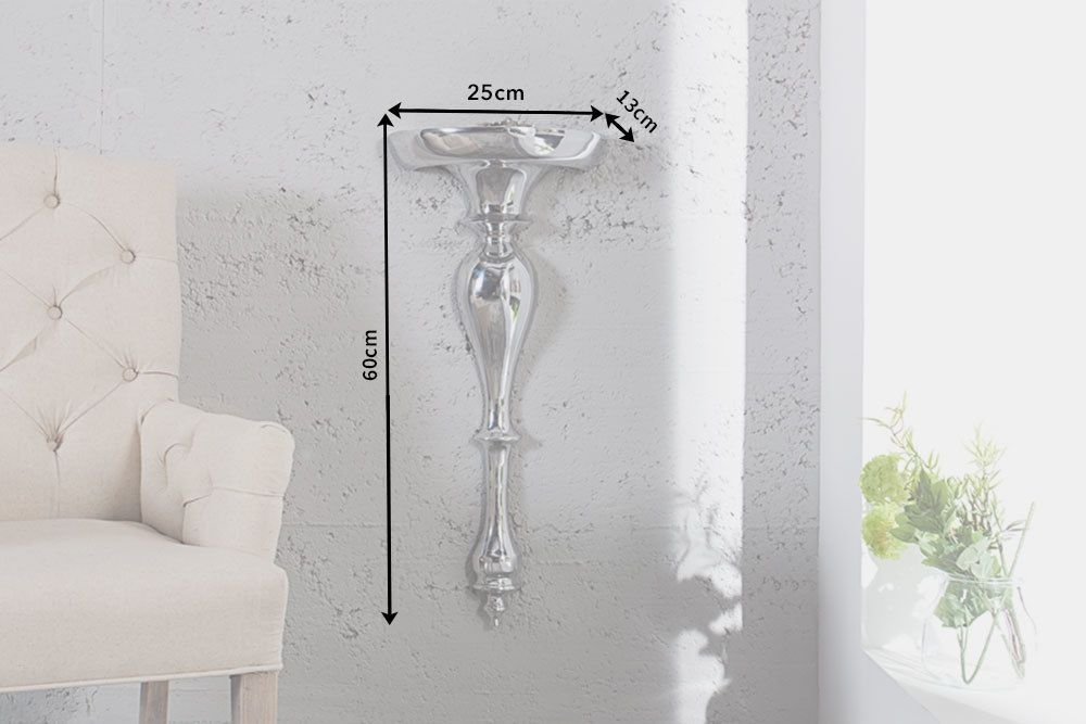 Etajera suspendata din Aluminiu Argintiu Scala L25xH60cm