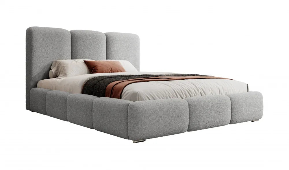 Pat 140 x 200 tapitat cu Stofa boucle Now or never Gri Kairo