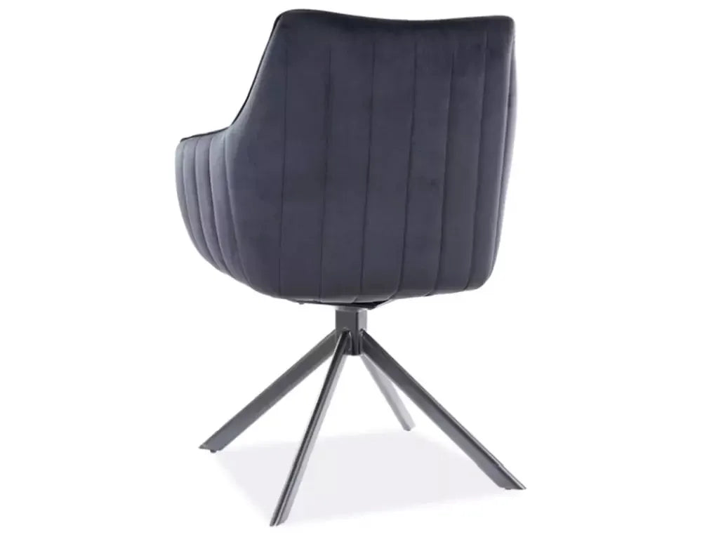 Scaun tapitat cu Catifea Negru cu picioare din Metal Negru H86xL61xA44cm Azalia