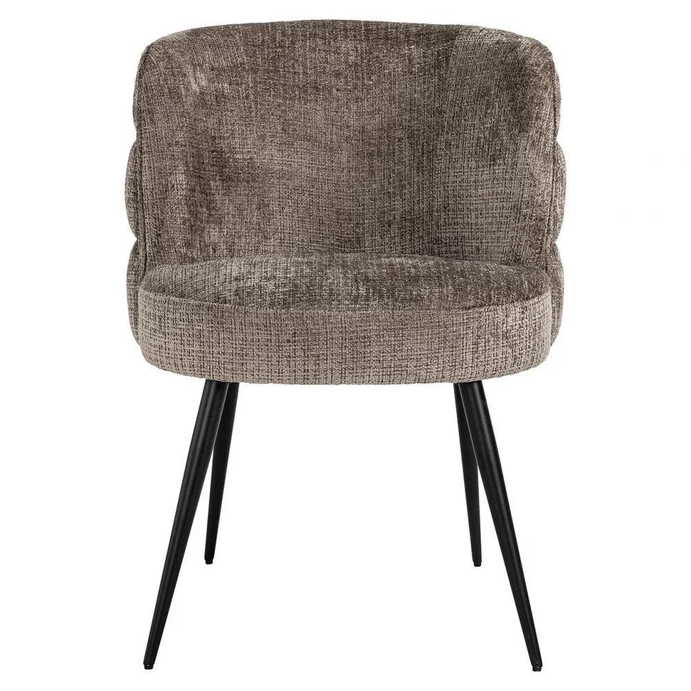 Scaun tapitat cu Chenille Maro cu picioare din Metal Negru H83xL63xA63cm Stella Richmond Interiors