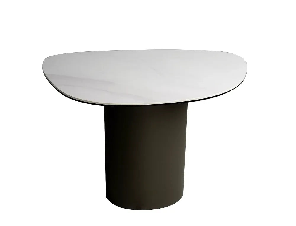 Masuta de cafea din Metal Cupru si Sticla securizata+Ceramica Alb lucios cu efect de marmura L75xH50cm Bello
