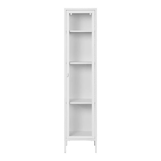 Dulap ingust cu 1 usa din Sticla si Metal Alb L40xH180cm Brisbane Slim