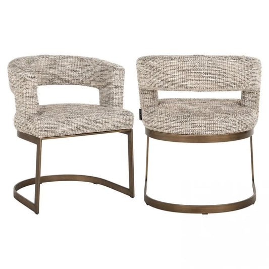 Scaun tapitat cu Stofa be trendy Bej cu picioare din Metal Alama H78xL64xA60cm Ellis Richmond interiors