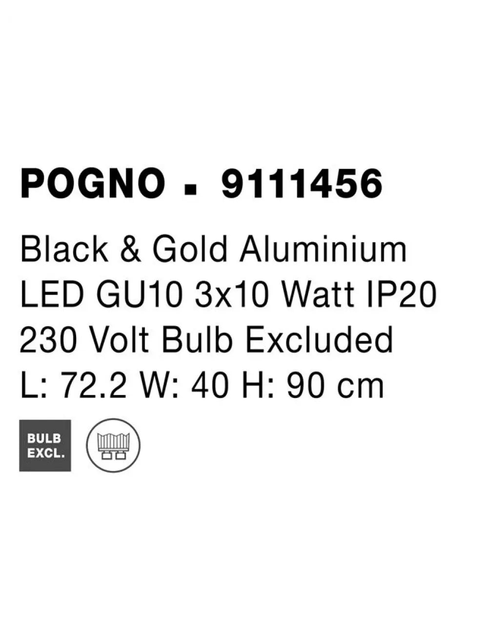 Lustra structura din Aluminiu Negru si abajur din Aluminiu Auriu H90xL72.2cm IP20 POGNO