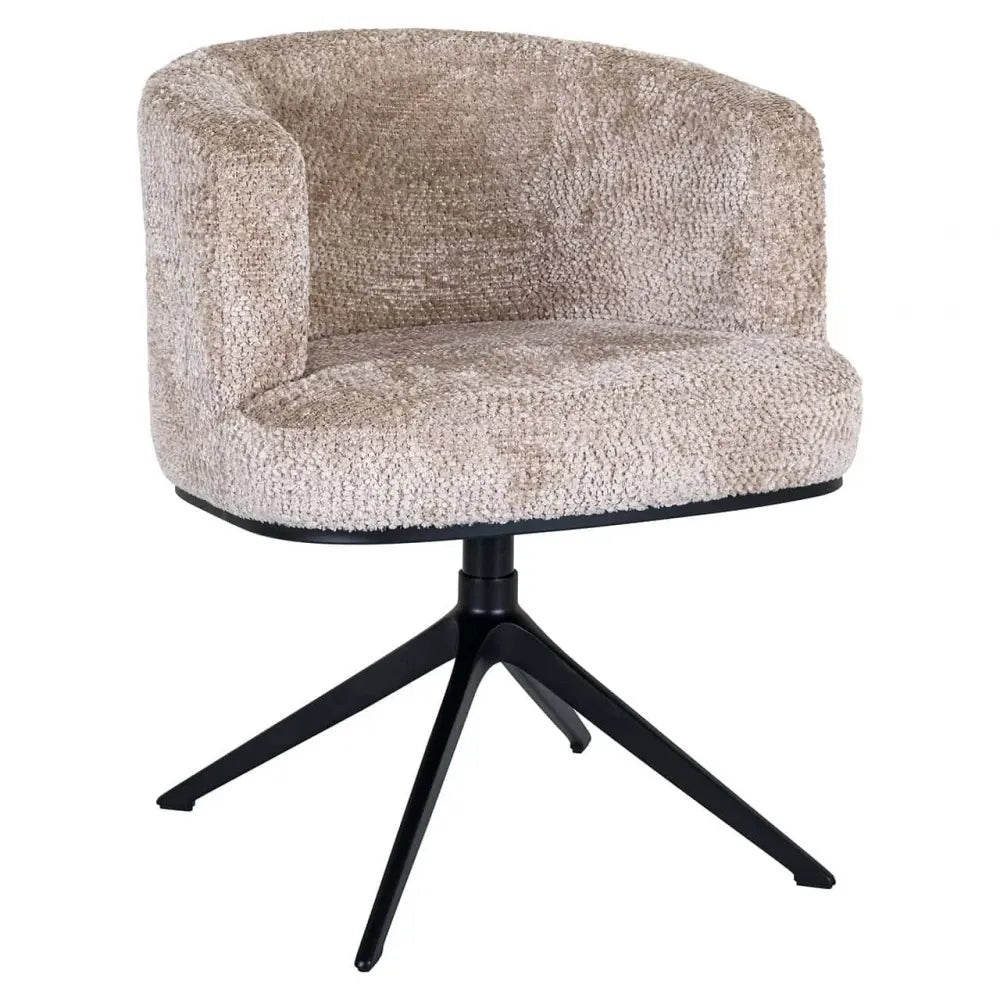 Scaun rotativ tapitat cu Stofa be lovely Bej cu picioare din Metal Negru H77xL65xA63cm Cheyenne Richmond interiors