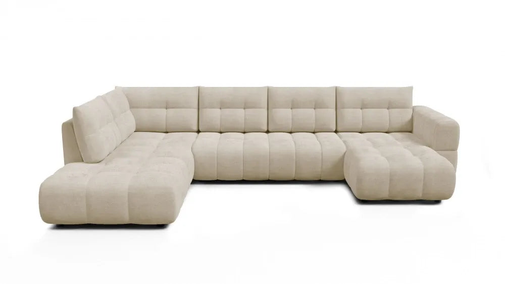 Coltar in forma de U tapitat cu material pet friendly Alias crem L374 x 219cm