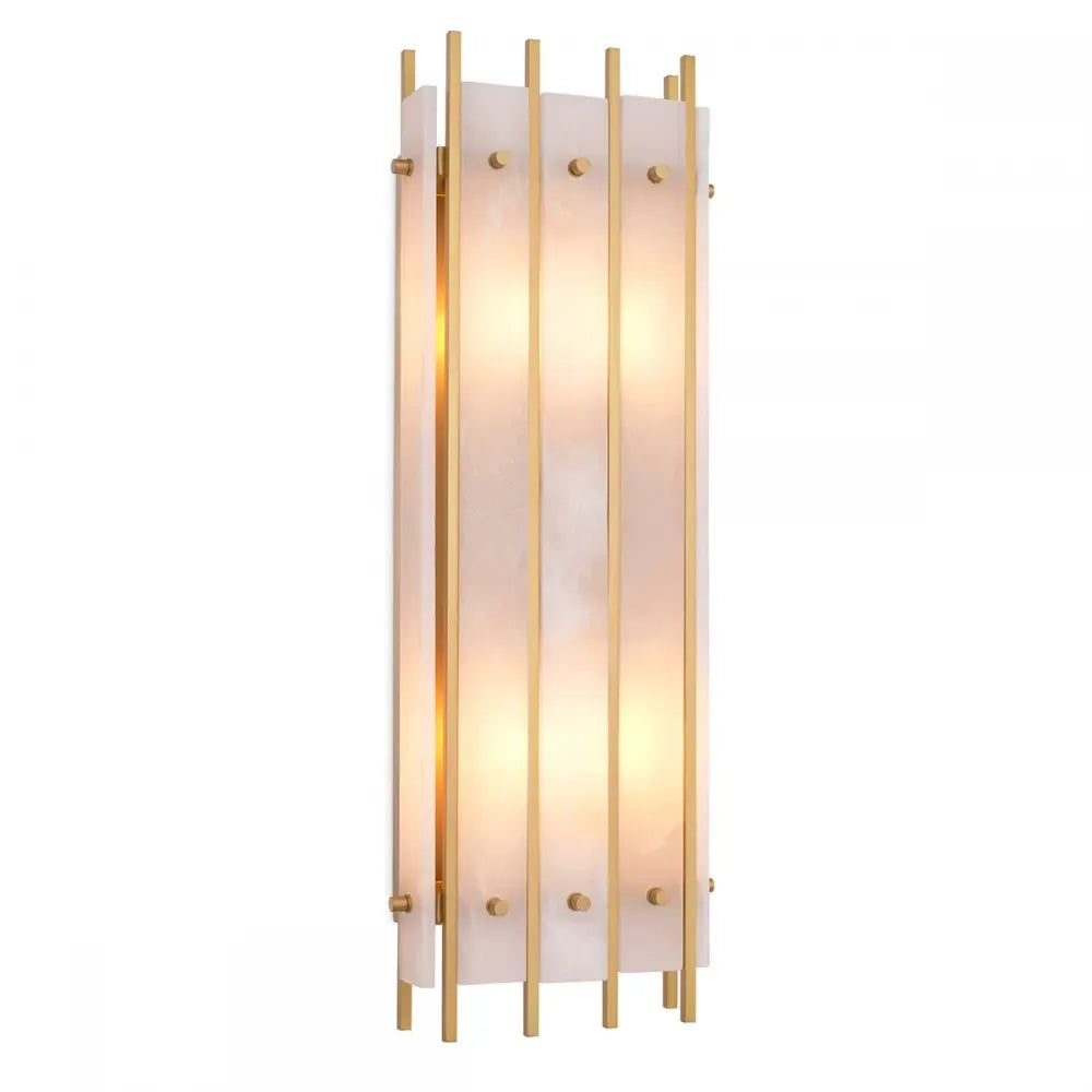 Aplica de perete din Metal Alama atichizata si Alabastru Alb H65xL23cm Sparks L Eichholtz