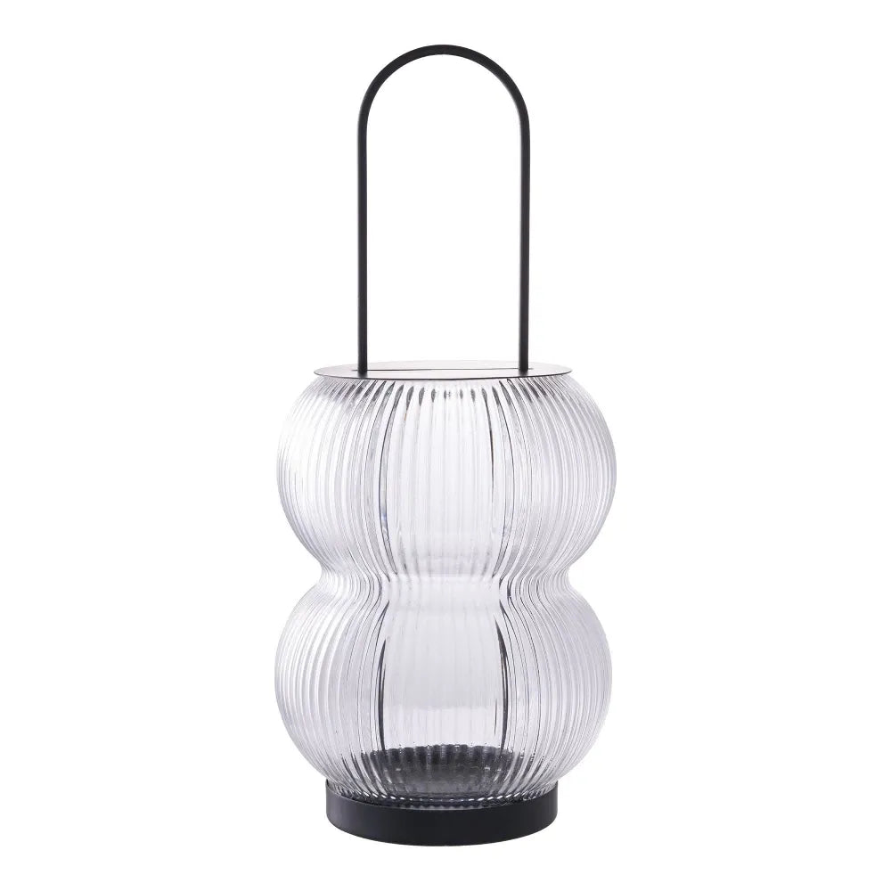 Felinar din Metal/Sticla Negru/Transparent H36xD16cm Lucena