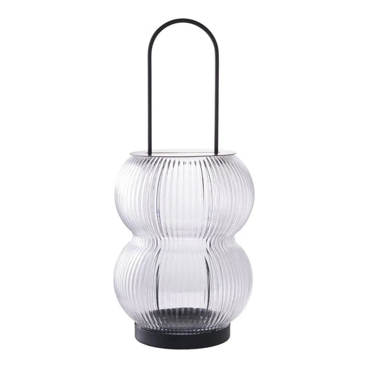 Felinar din Metal/Sticla Negru/Transparent H36xD16cm Lucena