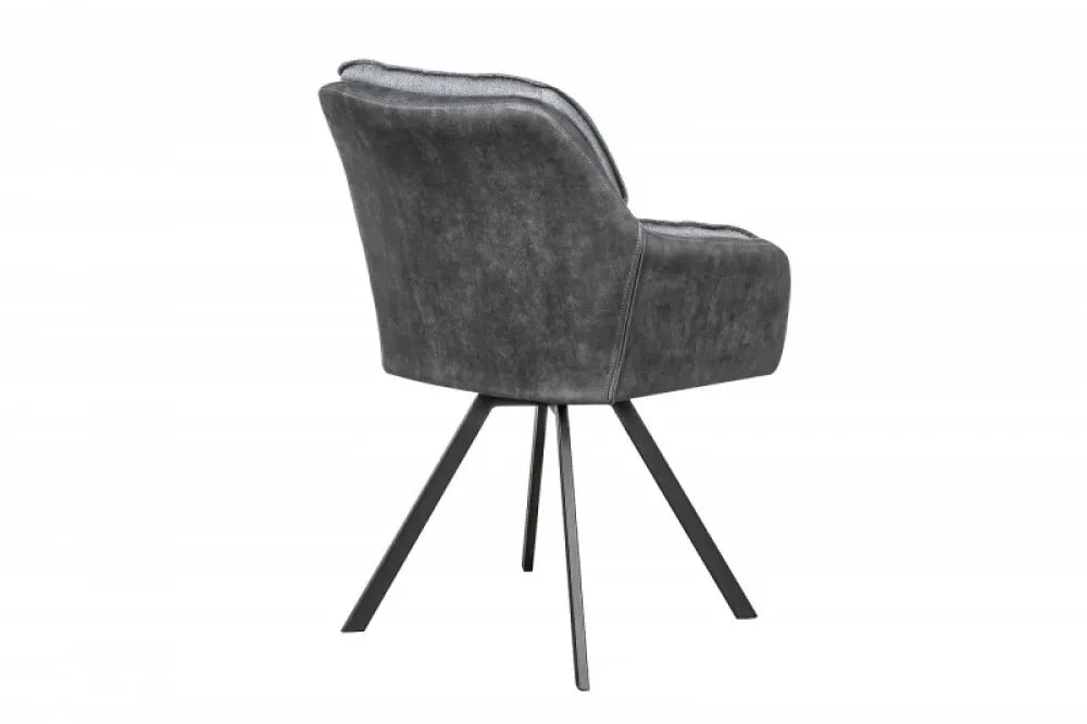 Scaun pivotant tapitat cu Microfibra Gri cu picioare din Metal Negru H85xL63xA62cm Lounger