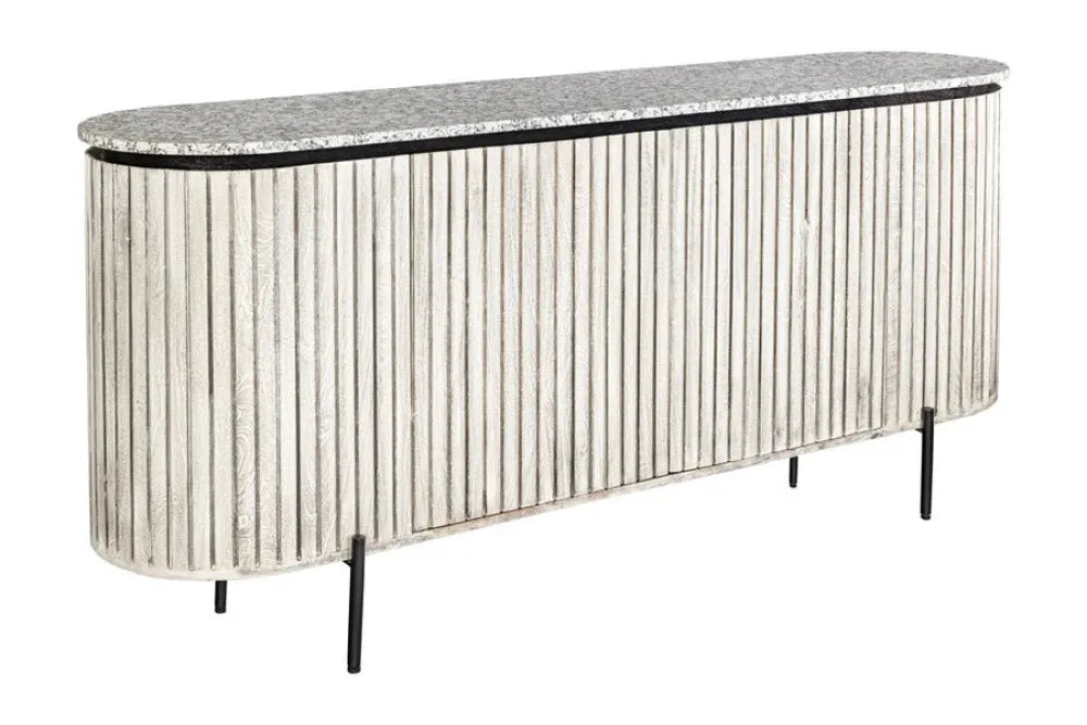 Comoda din Marmura Multicolor si Metal/Lemn de mango Negru/Alb L172xH81cm ADLON
