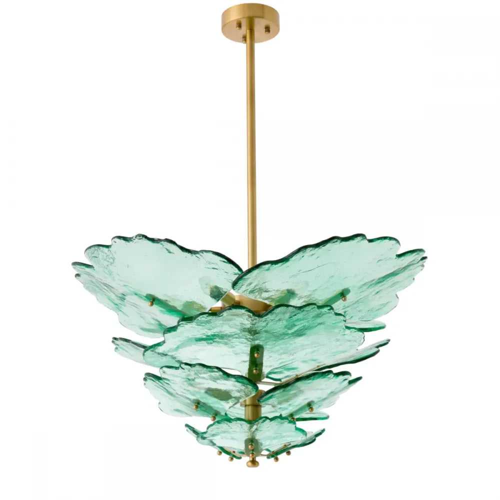 Candelabru din Otel inoxdabil Alama atichizata si Sticla Verde H54xD83cm Florina Eichholtz