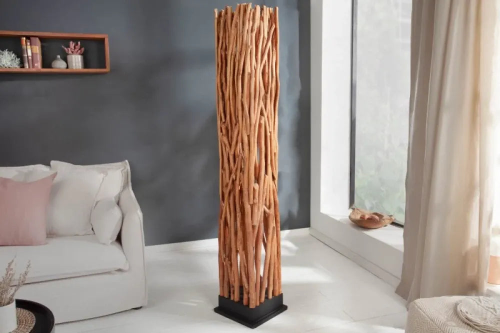 Lampa de podea din MDF Negru si Lemn Maro H173xL31cm Nature art