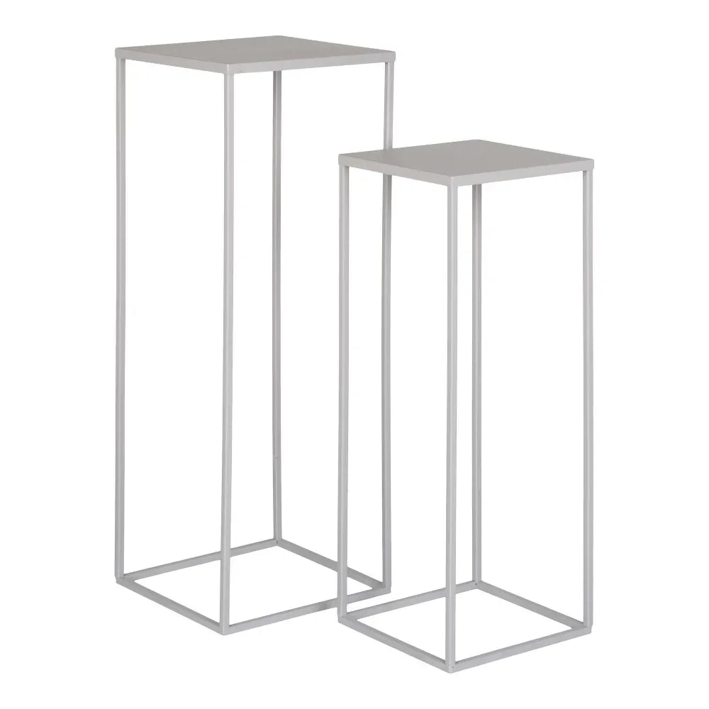 Set 2 masute laterale din Metal Bej H50/60xL19/22cm Beja