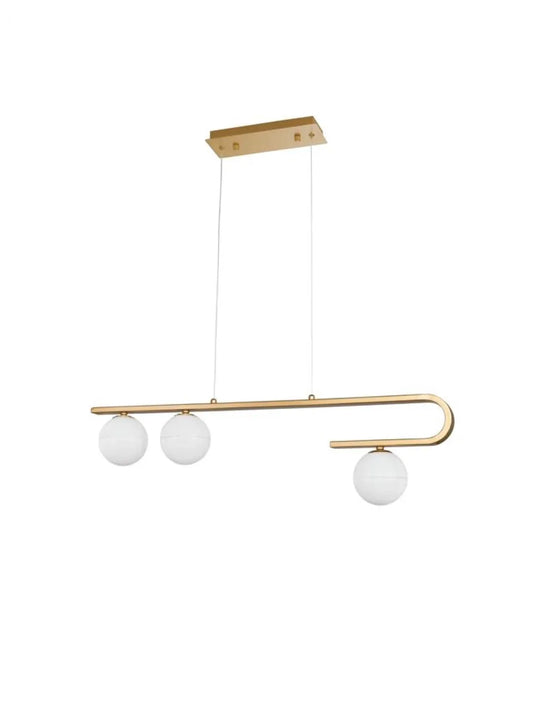 Lustra structura din Metal Auriu si abajur din Sticla Alb H180xL80cm IP20 CANTONA