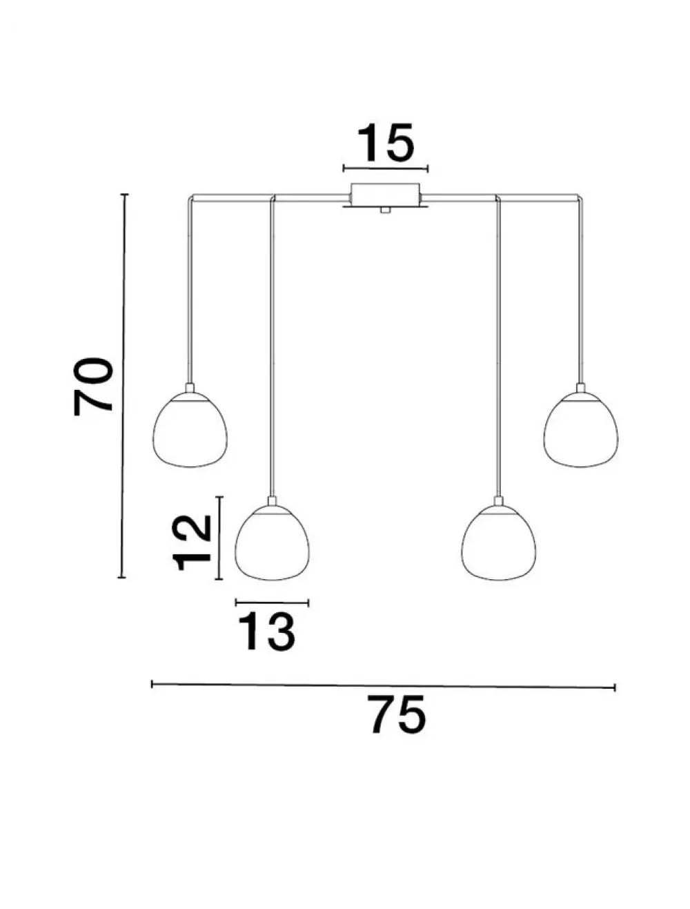 Lustra structura din Metal Negru/Auriu si abajur din Sticla Alb H70xL75cm IP20 THE EGG