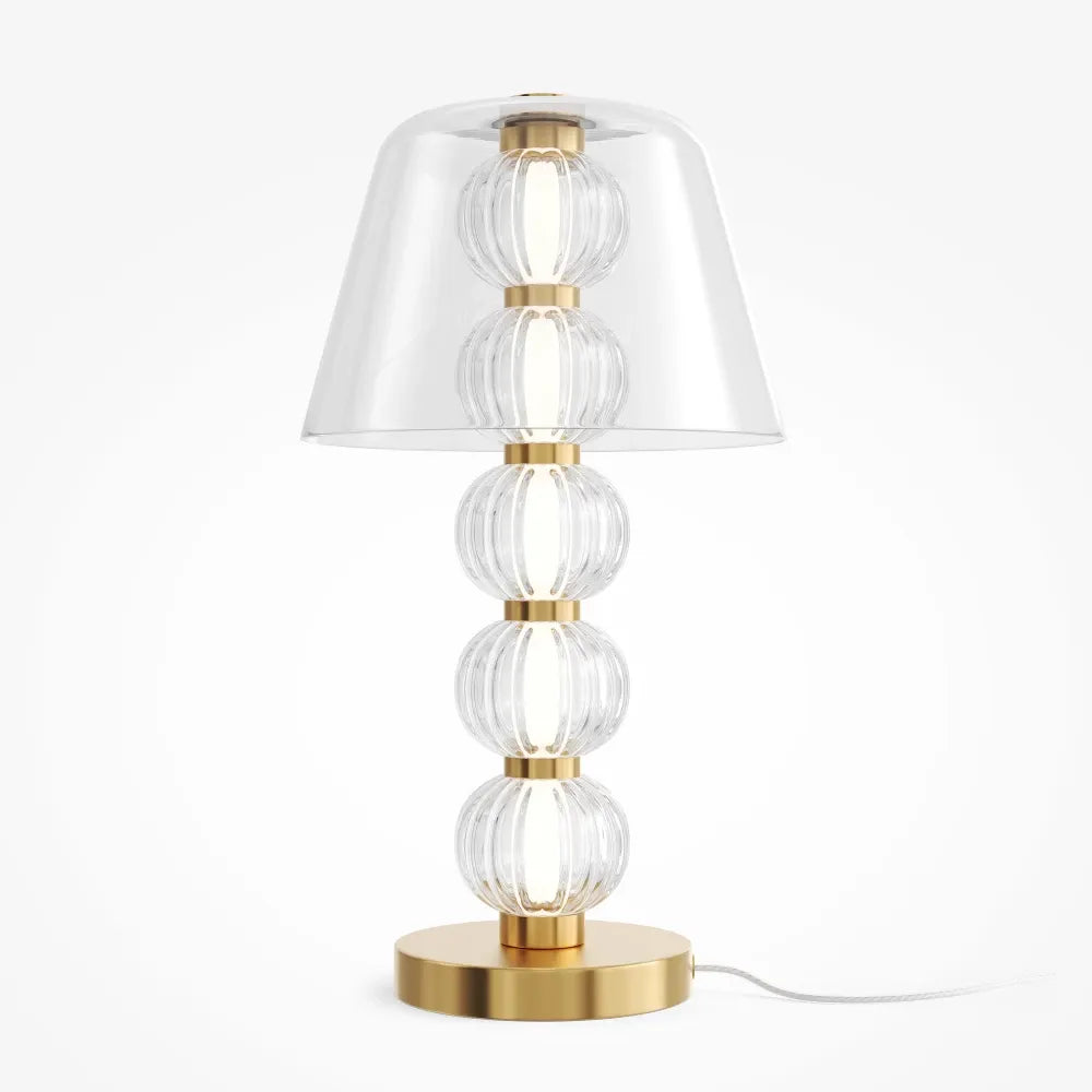 Veioza din Metal Auriu si Sticla Transparent H45.2xD25cm Amulet