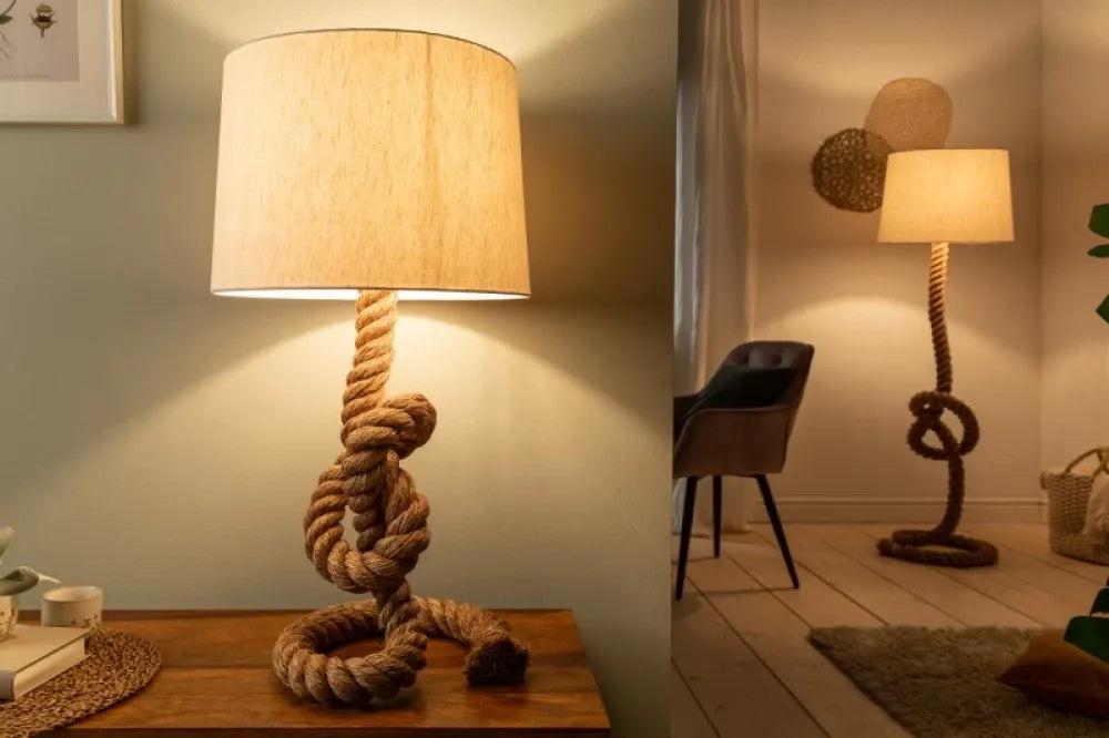 Veioza din Abaca Maro si Textil Crem H80xD40cm Seven Seas