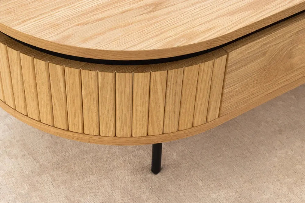 Masuta de cafea din MDF/Furnir de stejar Maro si Metal Negru L120xH40cm ATELIER