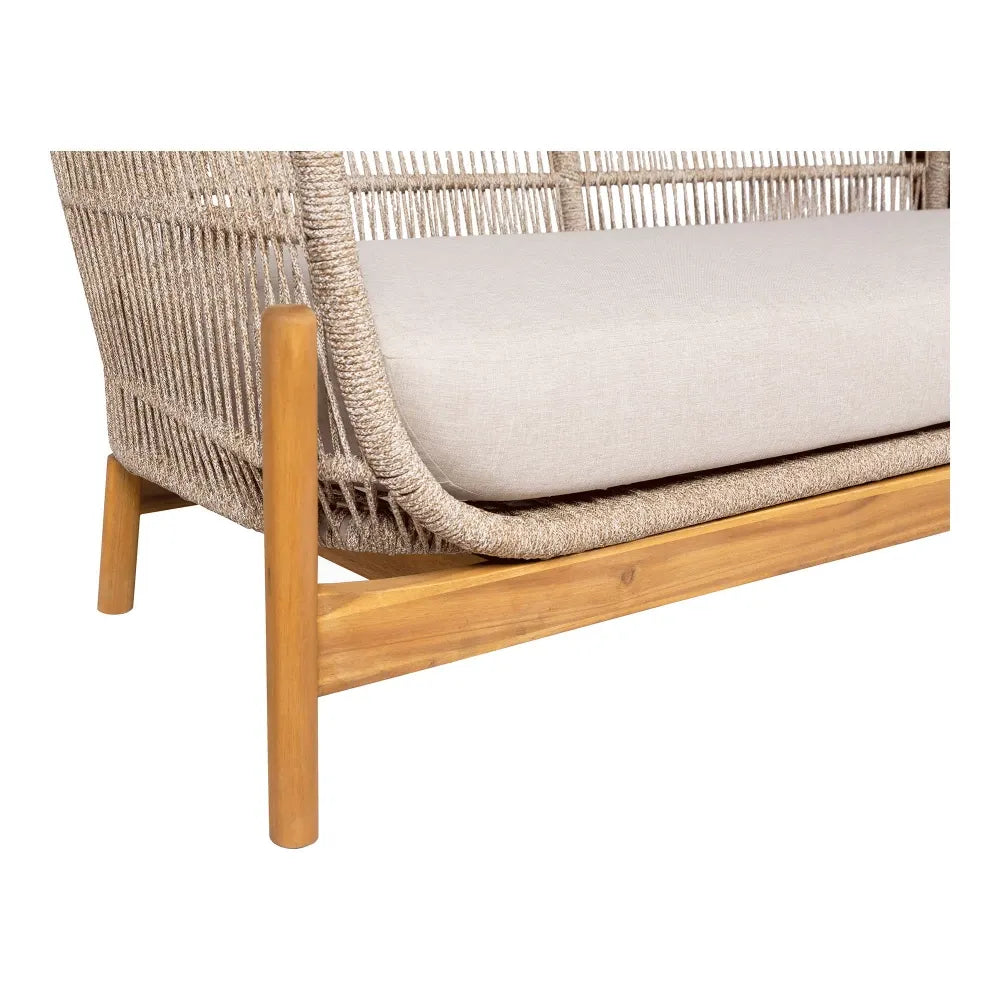 Canapea de exterior din Lemn de salcam/Metal Maro/Bej si Stofa Bej H72xL78,5cm Terracina