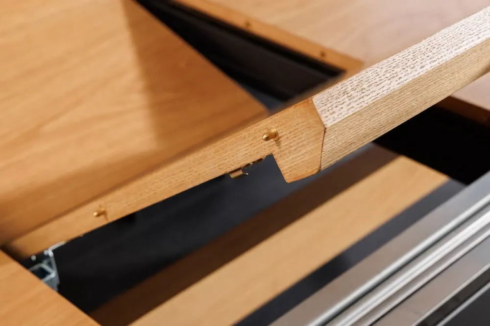 Masa extensibila din MDF/Funir de stejar Maro si Metal Negru L180-300xH76cm GIANT
