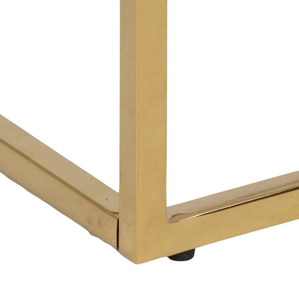 Noptiera din Sticla Alb cu efect de marmura si Metal Auriu L45xH50.5cm Alisma
