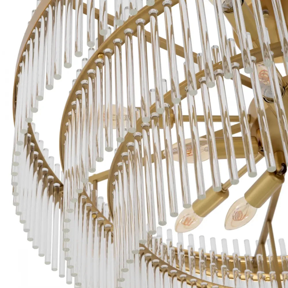 Plafoniera din Metal Alama si Sticla Transparent H38xD81cm East Eichholtz