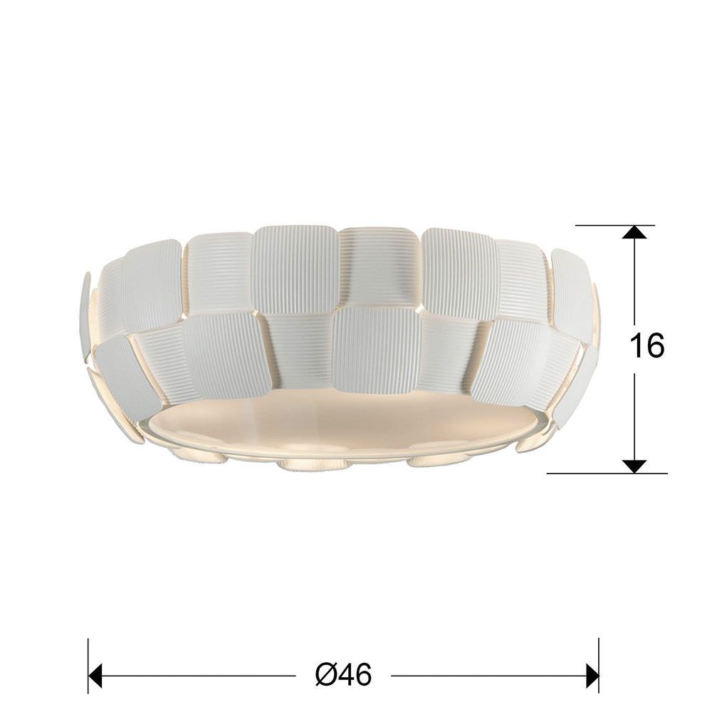 Plafoniera Rotunda din Policarbonat si Metal Alb Quios D46xH16cm
