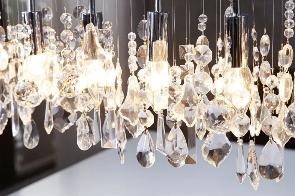 Candelabru din Metal Argintiu si Acrilic Transparent L120xH30cm Diamonds
