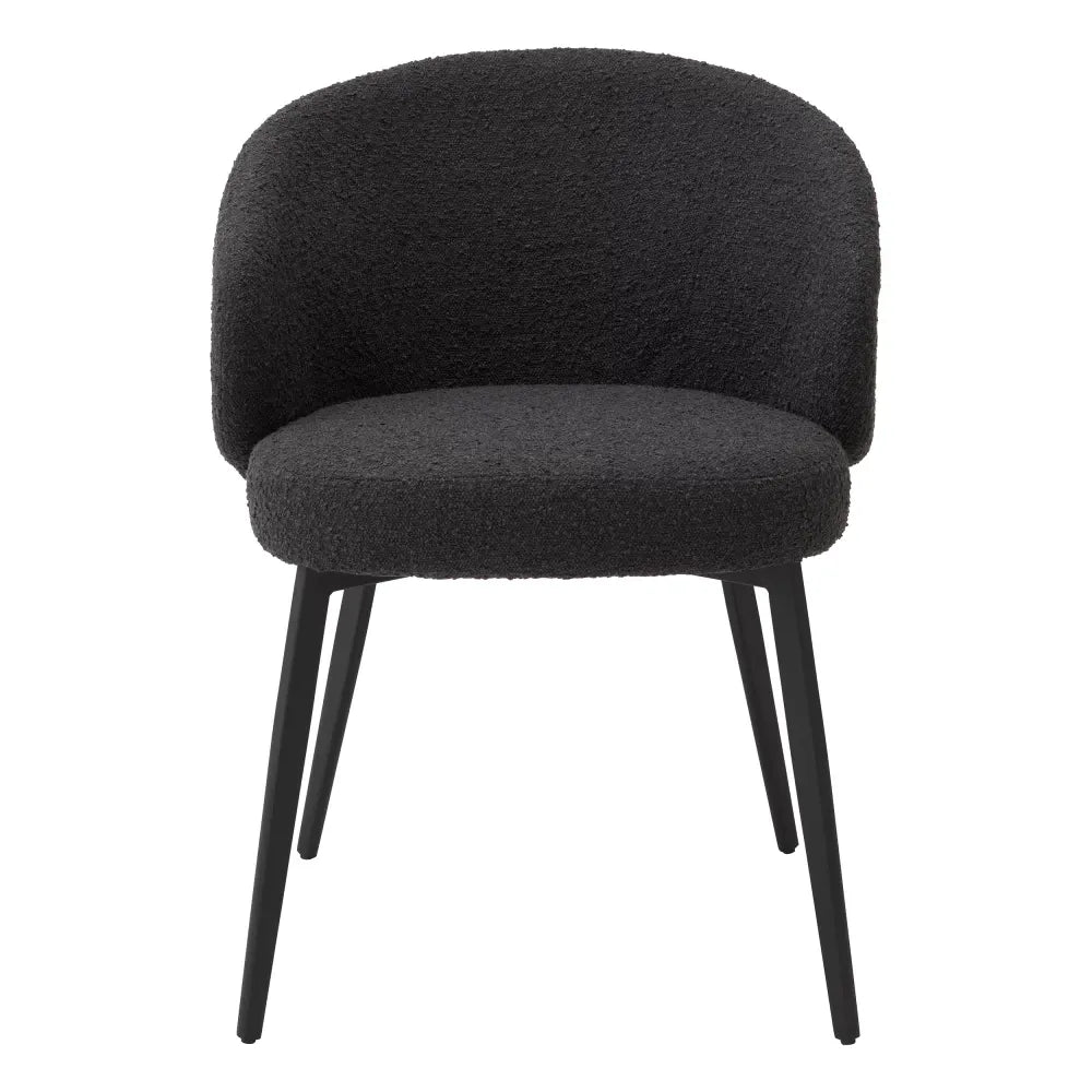 Set 2 scaune cu brate tapitat cu Stofa boucle Negru cu picioare din Metal Negru H79xL56xA58cm Lloyd Eichholtz