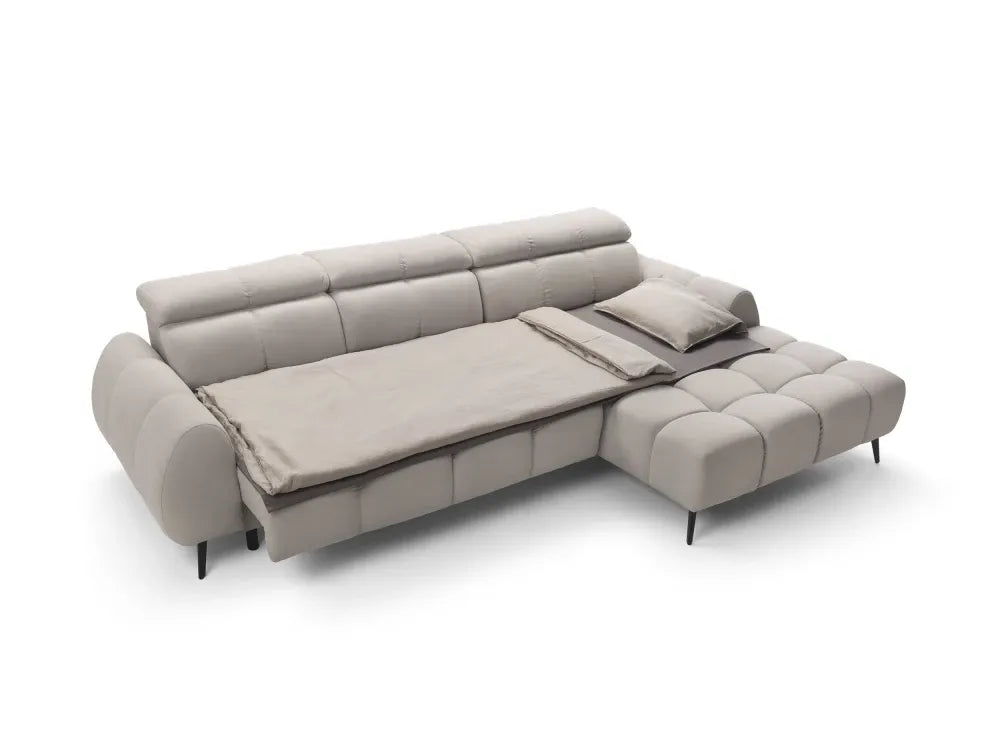 Coltar extensibil electric tapitat cu Catifea Bej Piano
