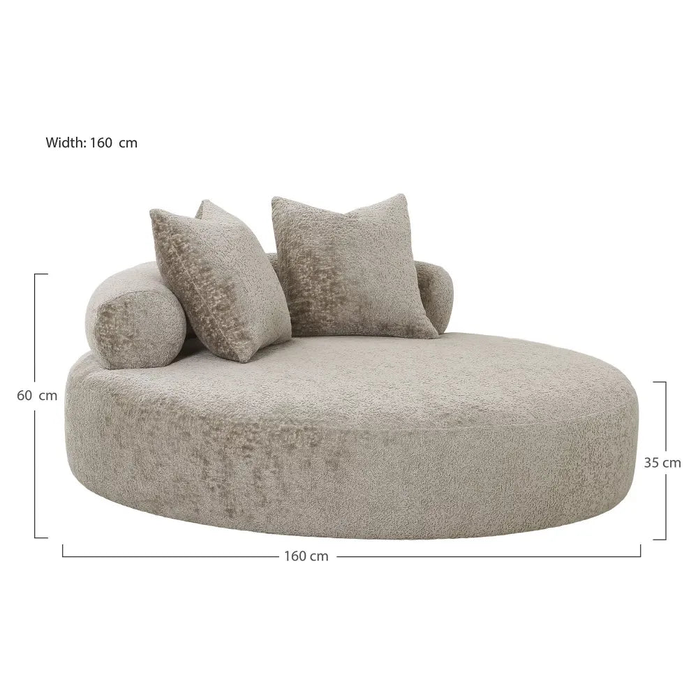 Canapea rotunda tapitata cu Chenille bej 160xH60cm Cairo