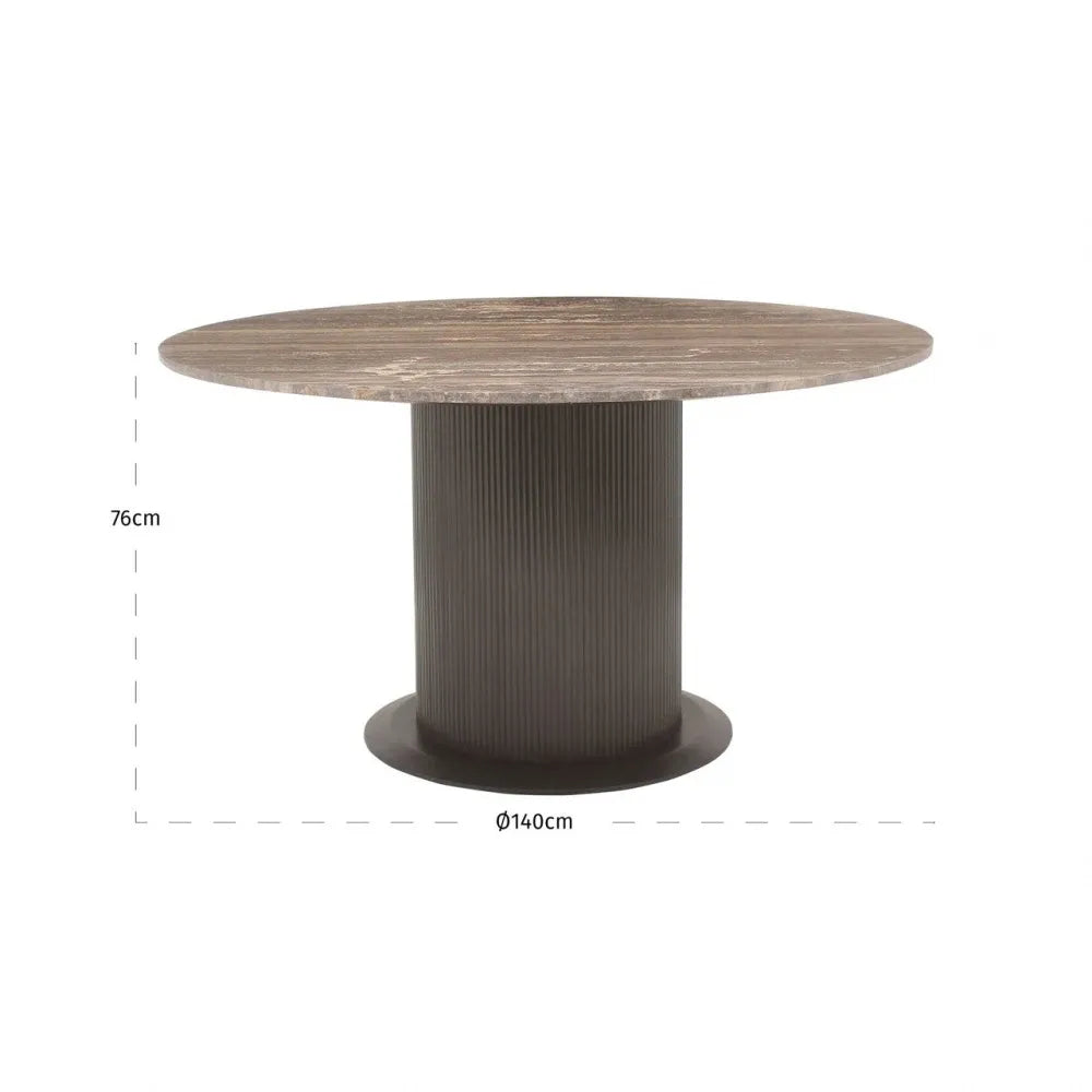 Masa rotunda din MDF/Metal Maro si Travertin Maro D140xH76cm Russo Richmond interiors