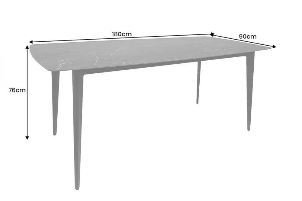 Masa din Ceramica Negru antracit si Metal Negru L180xH76cm Milano