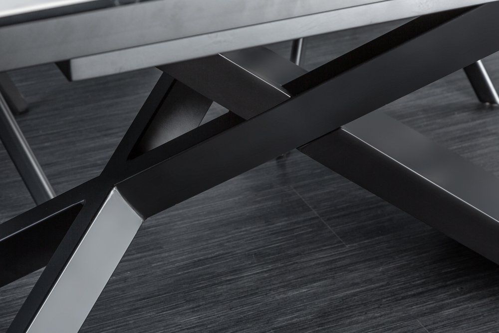 Masa extensibila dreptunghiulara din Ceramica Alb/Negru de 8-10 persoane L180/260x90cm Euphoria
