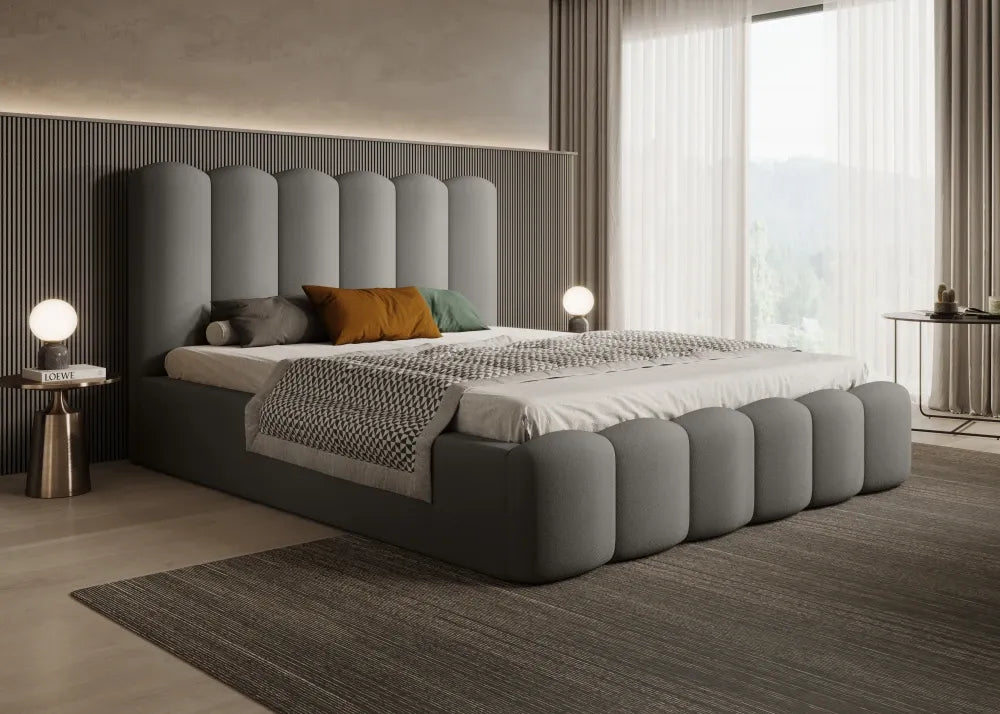 Pat 120 x 200 tapitat cu Catifea Magic velvet Gri Aveline