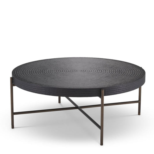 Masuta de cafea Rotunda din Otel inoxidabil si MDF Maro/Negru D105xH41cm Nikos